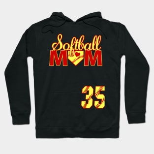 Softball Mom #35 Softball Jersey Favorite Player Biggest Fan Heart Softball Jersey Hoodie